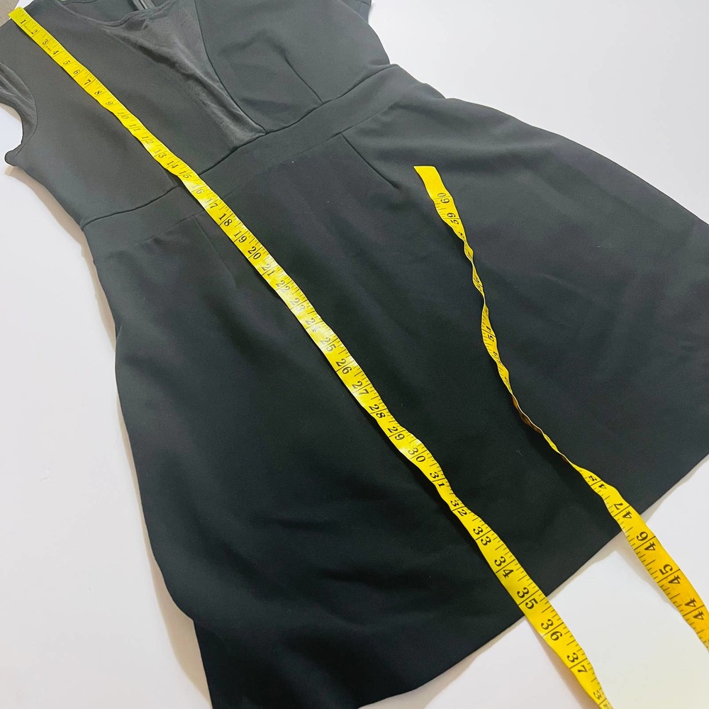 French Connection Mesh Detail Cap Sleeves Sheath Dress Size 10 Black - Picture 6 of 8